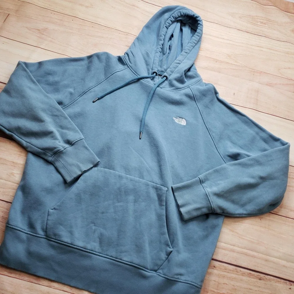 The North Face Hoodie Mens XL Blue Pullover Fleece Hooded Pockets Drawstring‎